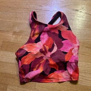 Athleta Floral Sports Bra - Pink and Red